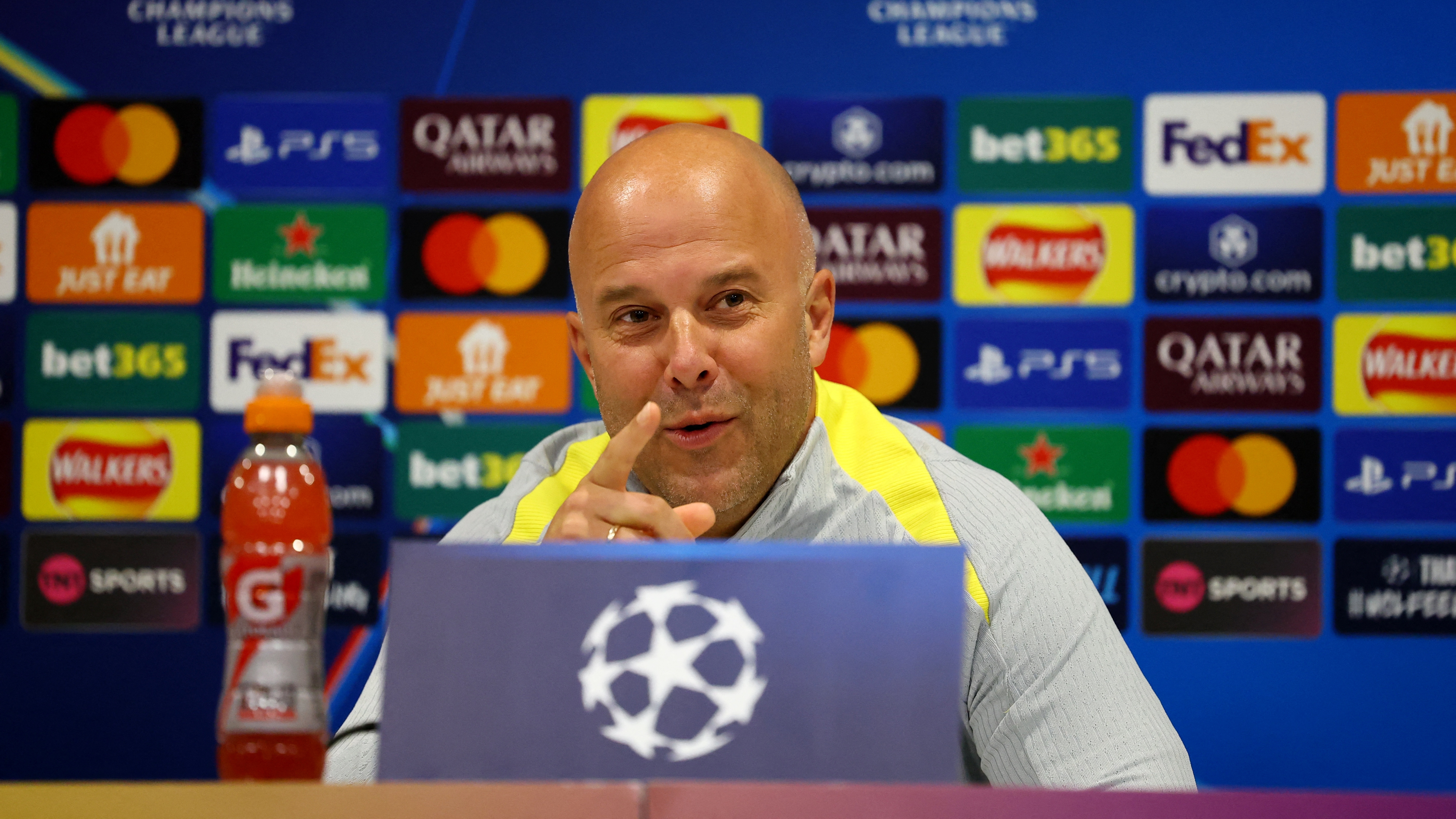 Soccer Football - Champions League - Liverpool Press Conference - AXA Training Centre, Liverpool, Britain - November 26, 2024 Liverpool manager Arne Slot during the press conference Action Images via Reuters/Andrew Boyers