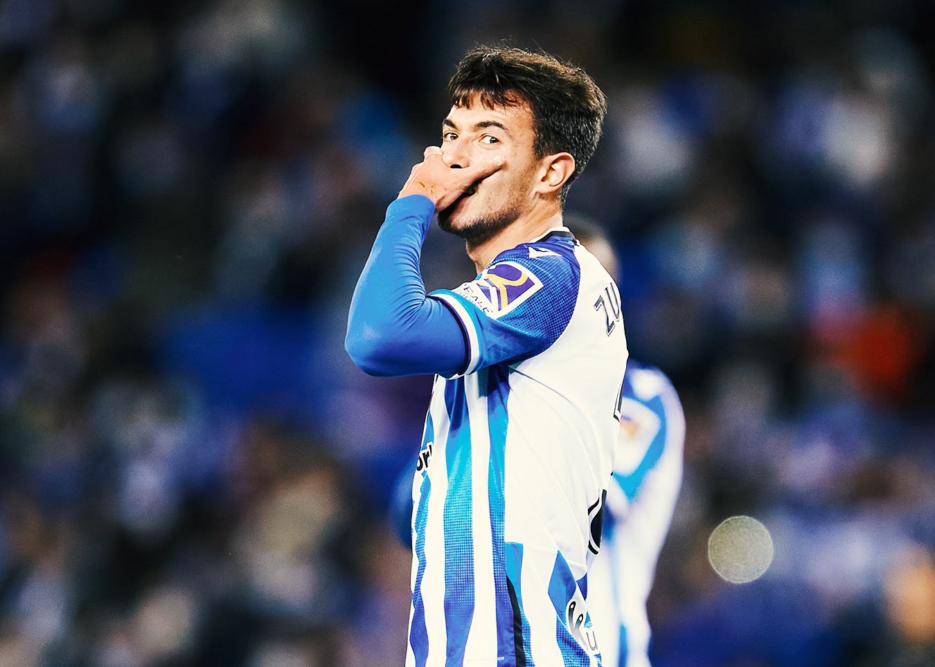 Martín Zubimendi, jugador de la Real Sociedad, durante un partido.