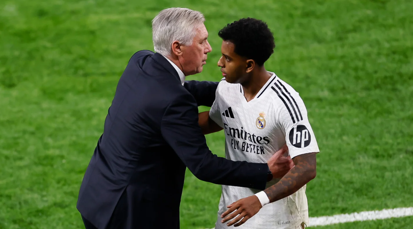 Ancelotti y Rodrygo, con el Real Madrid.