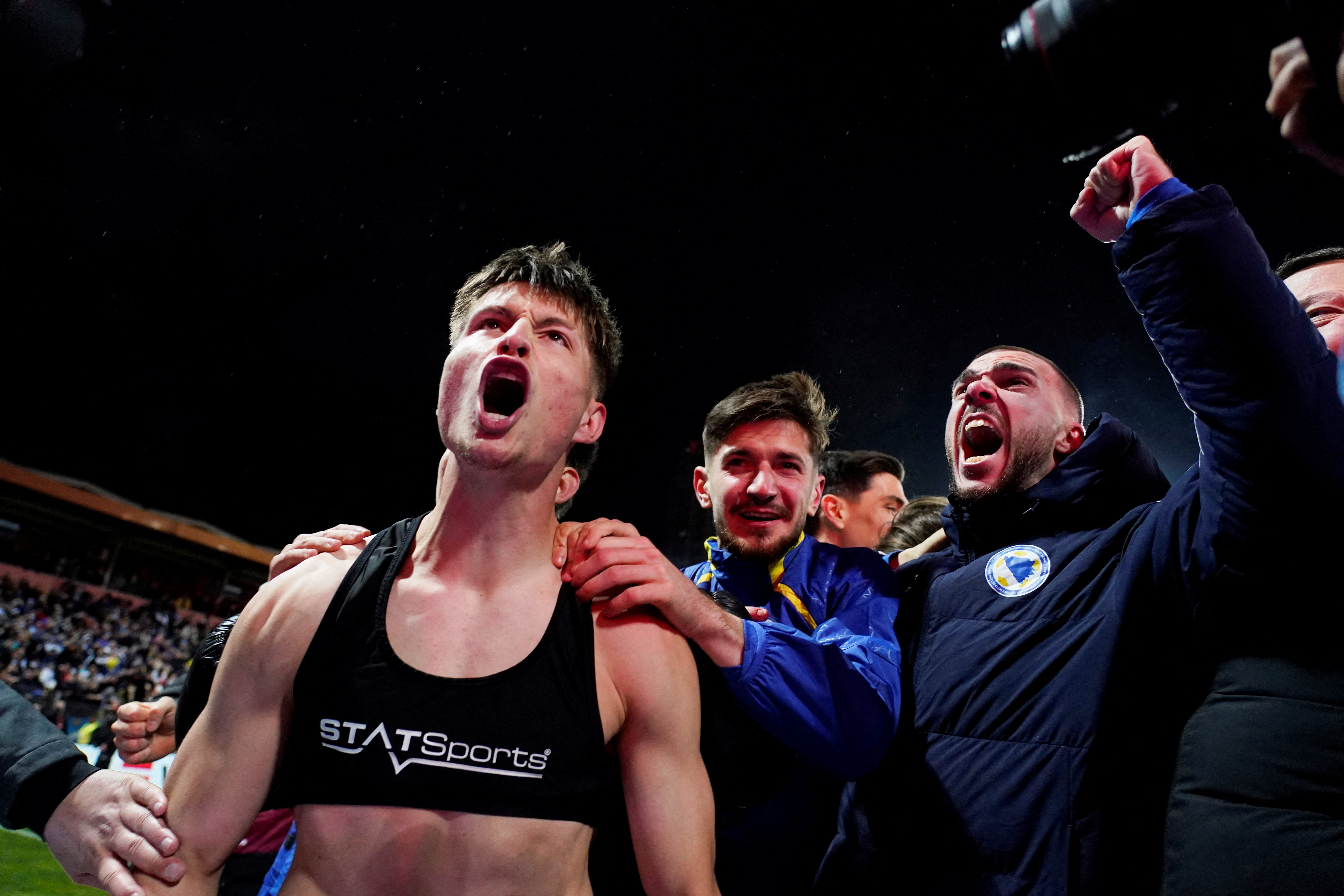 FILE PHOTO: Soccer Football - FIFA World Cup - UEFA Qualifiers - Finals - Bosnia and Herzegovina v Italy - Bilino Polje Stadium, Zenica, Bosnia and Herzegovina - March 31, 2026 Bosnia and Herzegovina's Esmir Bajraktarevic celebrates scoring the winning penalty in the penalty shootout to qualify for the FIFA World Cup REUTERS/Matteo Ciambelli/File Photo