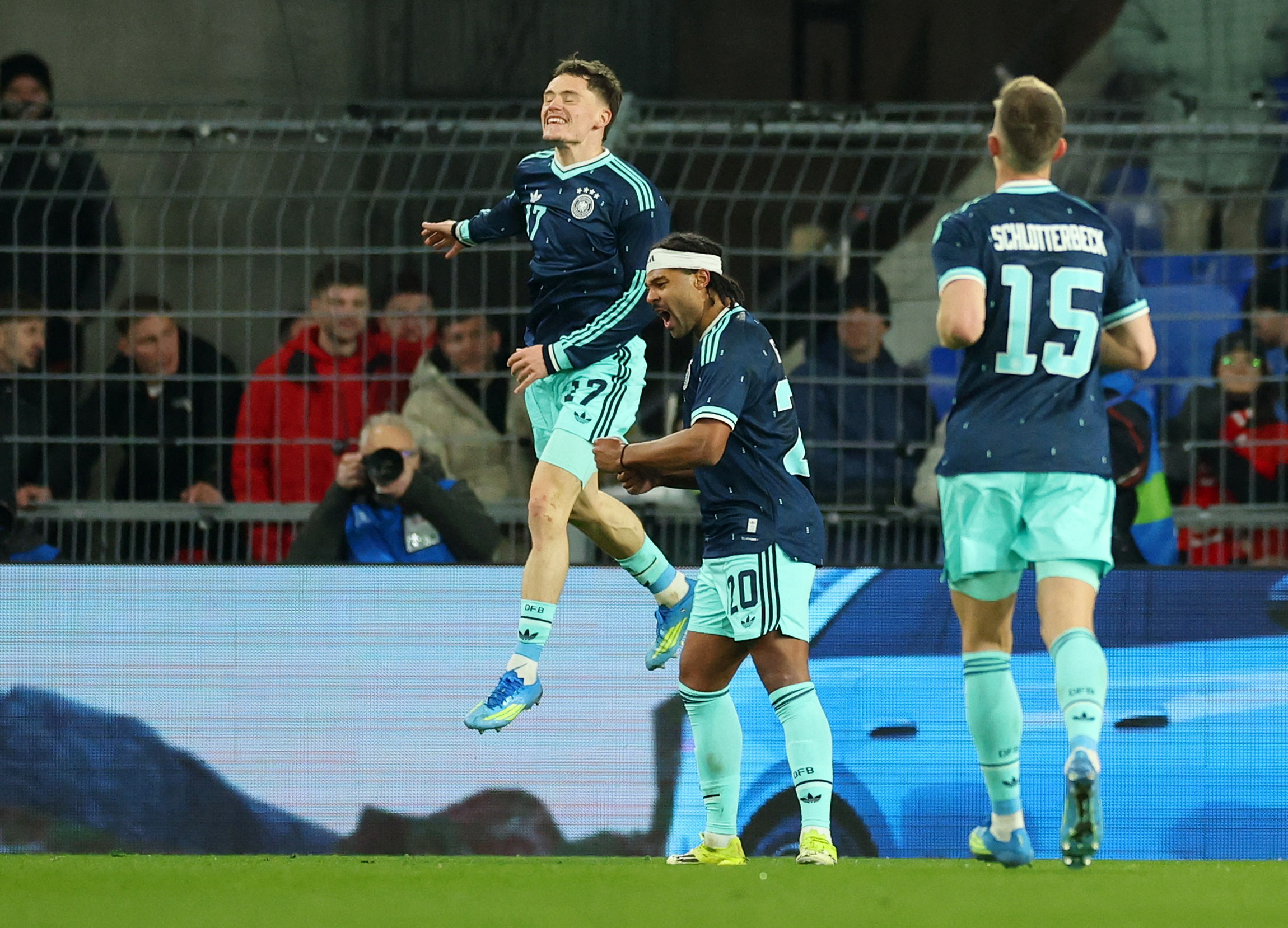 Soccer Football - International Friendly - Switzerland v Germany - St. Jakob-Park, Basel, Switzerland - March 27, 2026 Germany's Florian Wirtz celebrates scoring their fourth goal REUTERS/Denis Balibouse