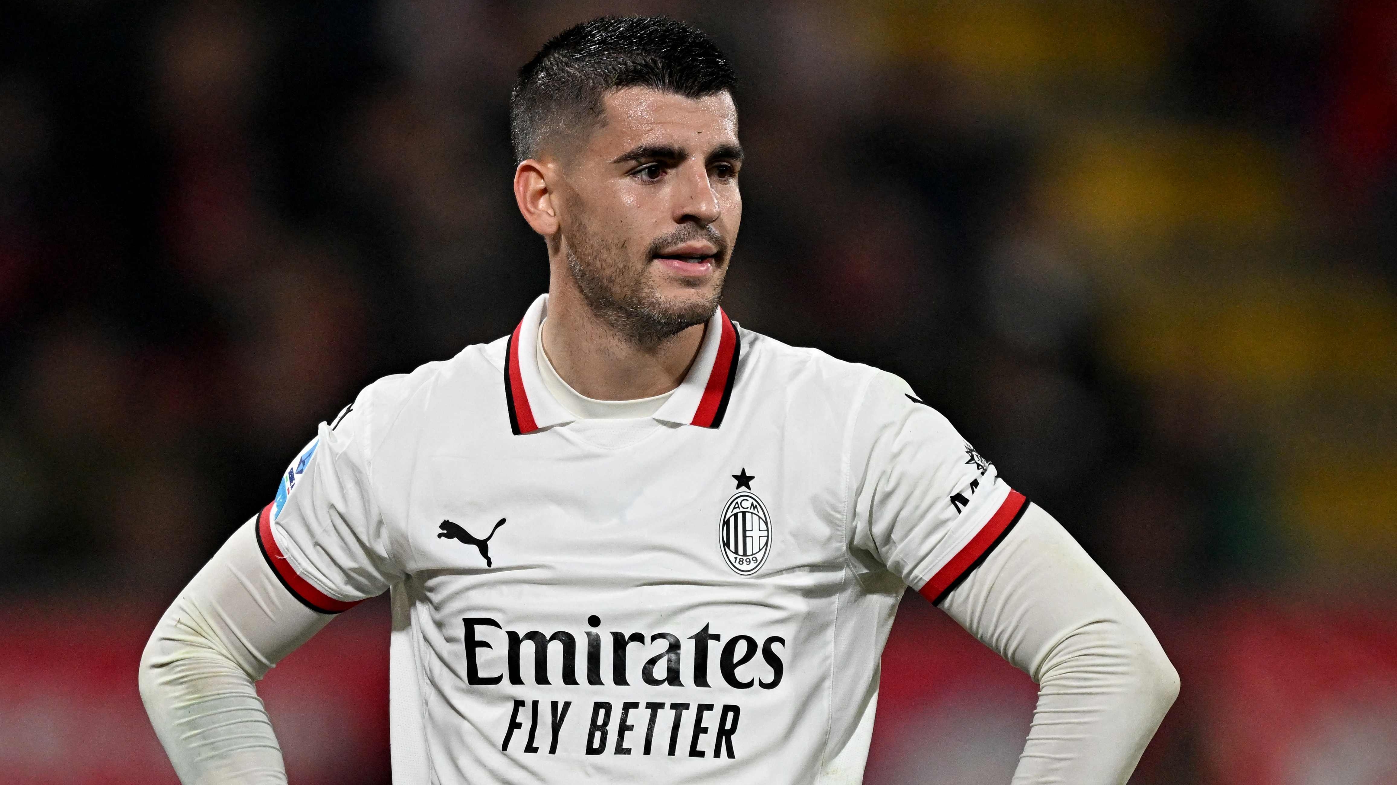 Álvaro Morata, jugador del Milan, en el partido de la Serie A contra el Monza.