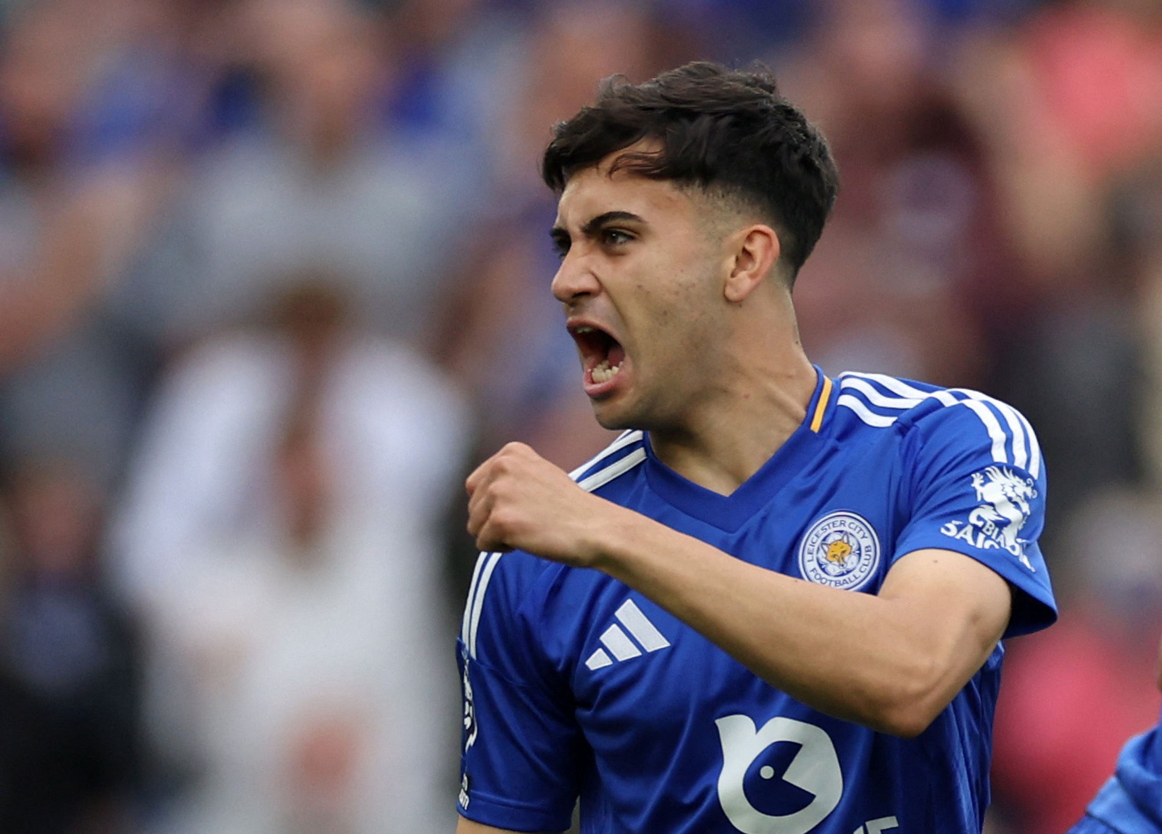 Soccer Football - Premier League - Leicester City v Aston Villa - King Power Stadium, Leicester, Britain - August 31, 2024 Leicester City's Facundo Buonanotte celebrates scoring their first goal REUTERS/Ian Walton EDITORIAL USE ONLY. NO USE WITH UNAUTHORIZED AUDIO, VIDEO, DATA, FIXTURE LISTS, CLUB/LEAGUE LOGOS OR 'LIVE' SERVICES. ONLINE IN-MATCH USE LIMITED TO 120 IMAGES, NO VIDEO EMULATION. NO USE IN BETTING, GAMES OR SINGLE CLUB/LEAGUE/PLAYER PUBLICATIONS. PLEASE CONTACT YOUR ACCOUNT REPRESENTATIVE FOR FURTHER DETAILS..