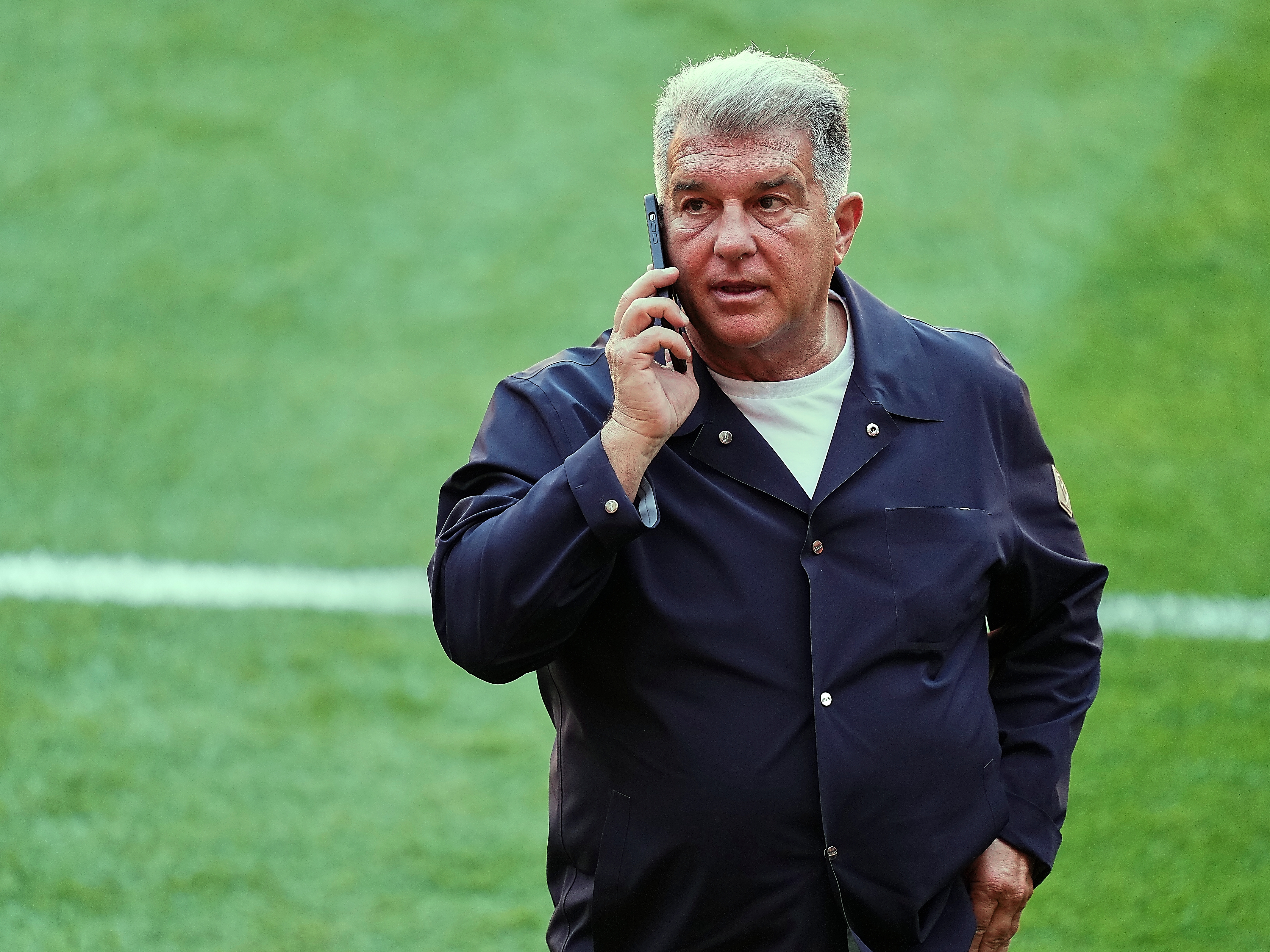 Joan Laporta president of FC Barcelona during the training before the Copa del Rey Final Match between FC Barcelona and Real Madrid at Estadio de La Cartuja on April 25, 2025 in Seville, Spain. (Photo by Jose Breton/Pics Action/NurPhoto via Getty Images)