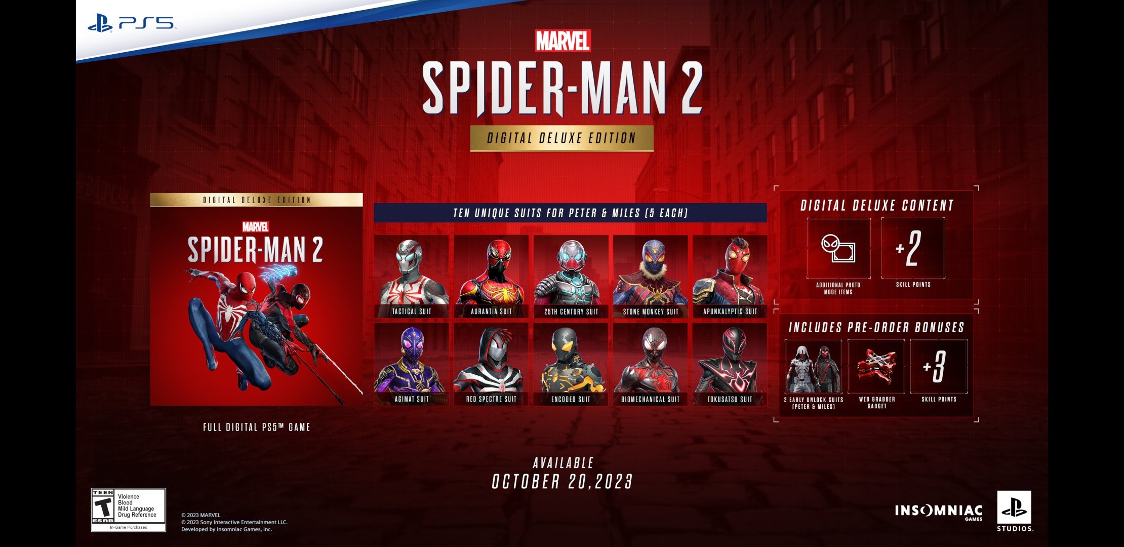 Spider-Man 2 PS5 Reveals 5 New Suits for Peter Parker In Full (Photos)