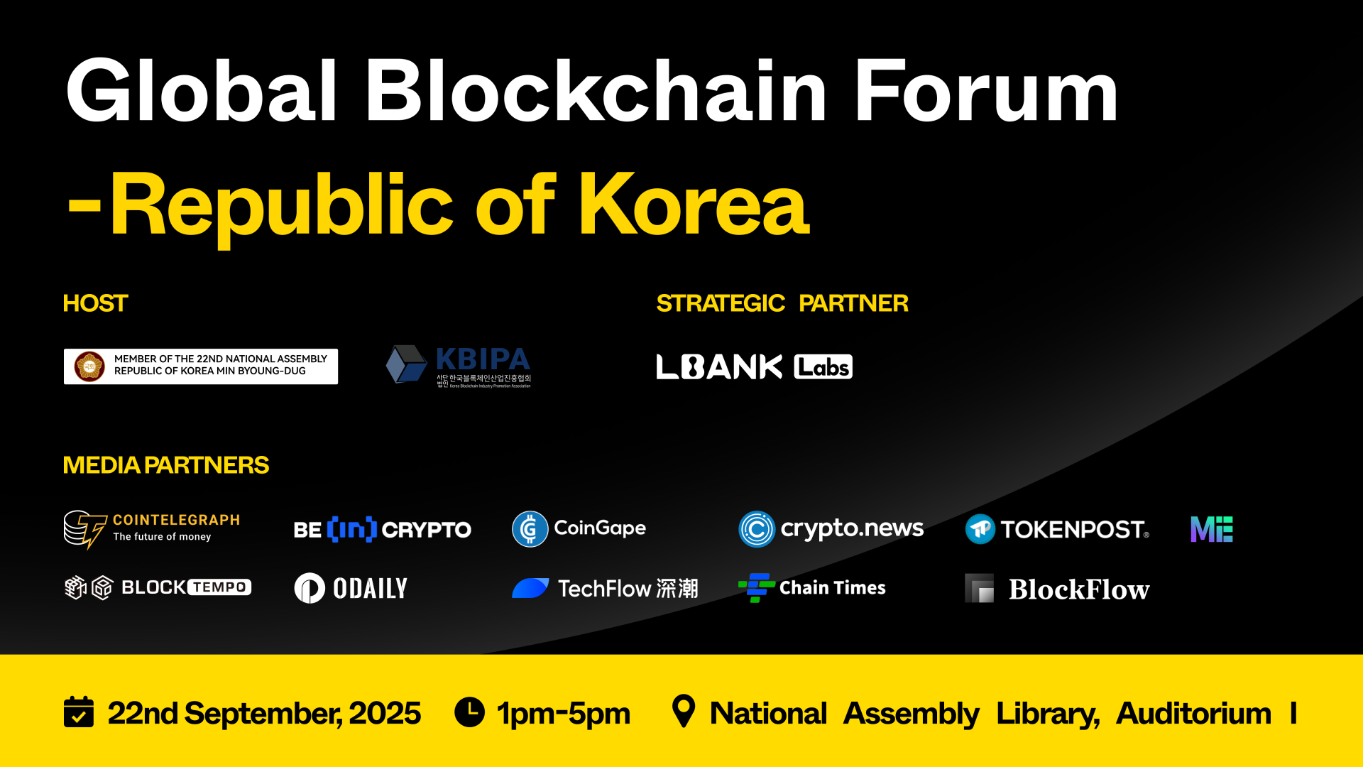 LBank Labs Joins Forces with Korean Lawmaker Min Byoung-Dug and KBIPA to  Present the Global Blockchain Forum at KBW 2025 – DL News