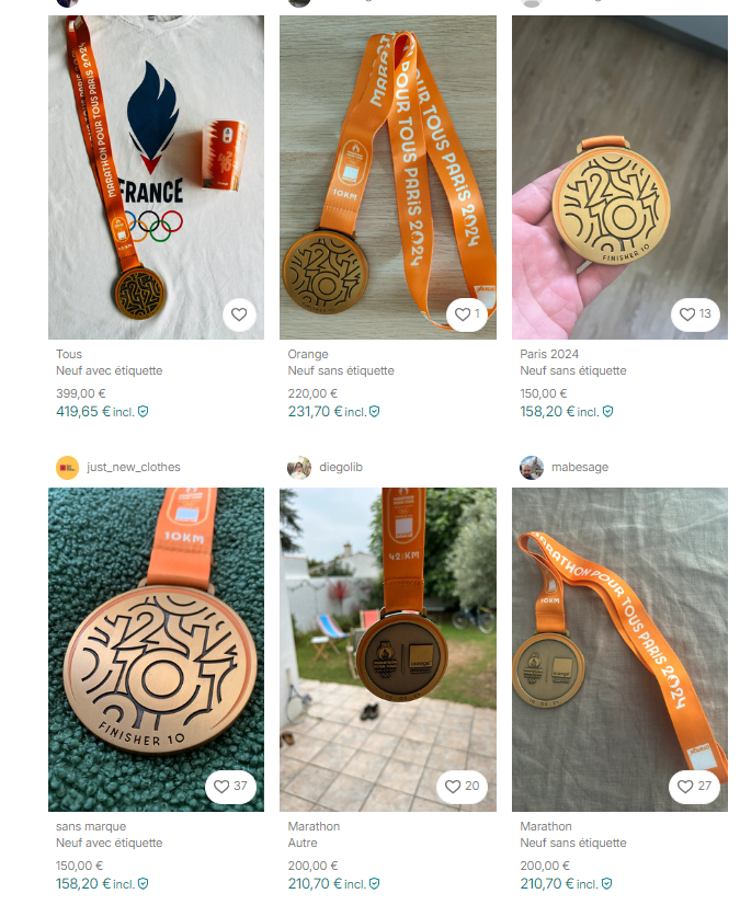 Médaille D'or Finisher Marathon Pour Tous - Jeux Olympiques Paris 2024 - 42km - Commémorative