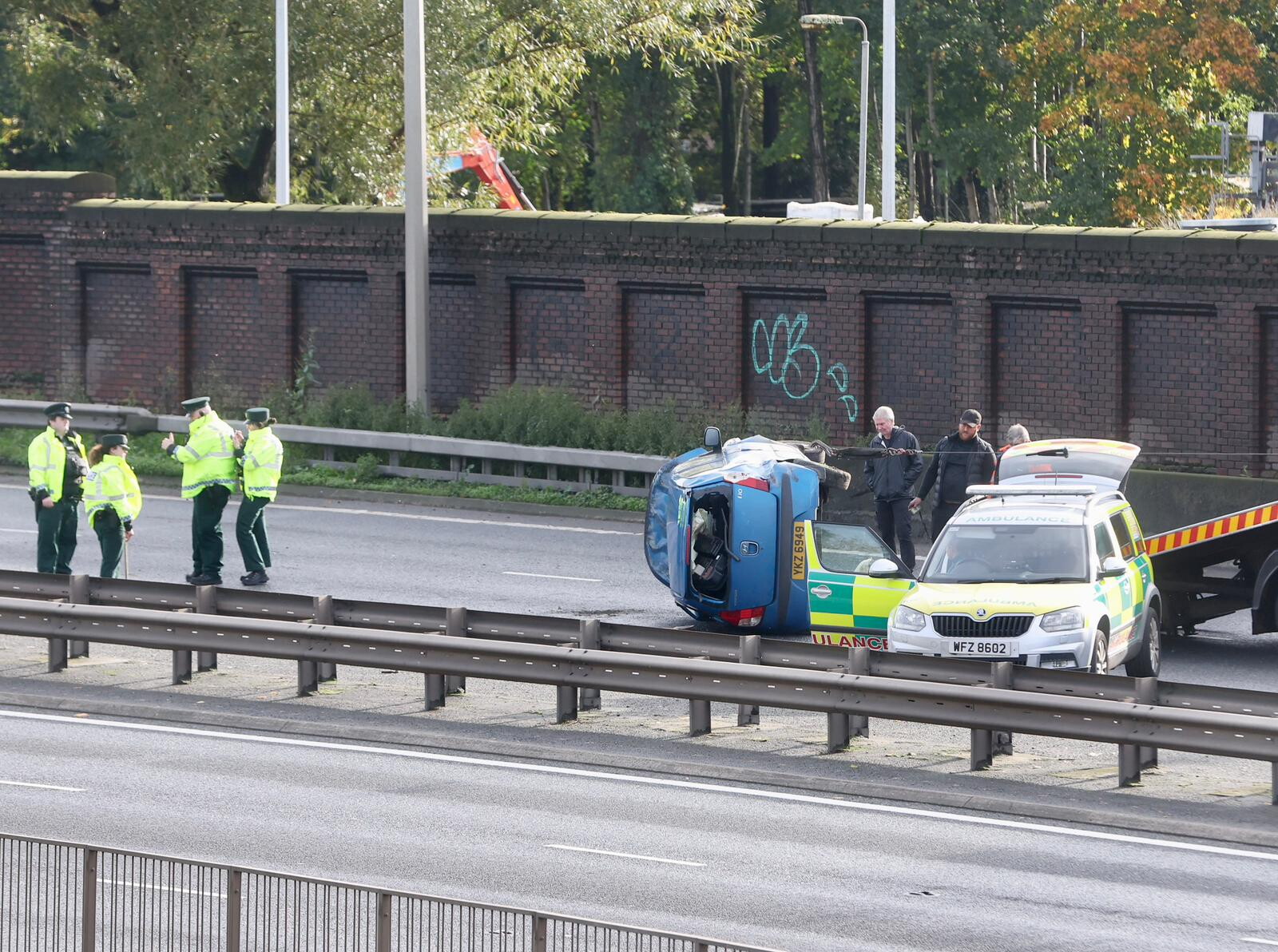 Car overturns in Westlink collision The Irish News