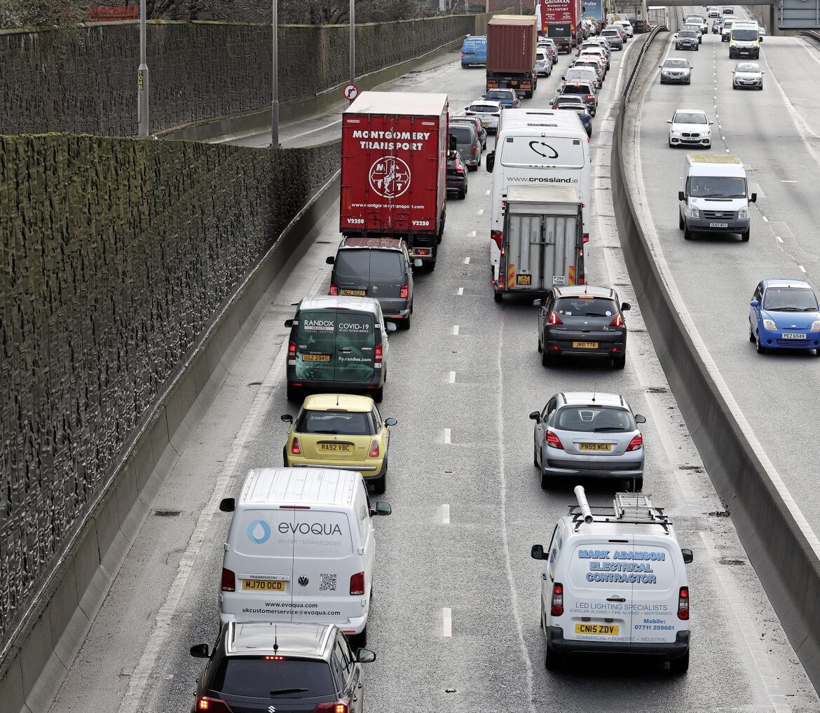 Severe traffic delays in Belfast after potholes appear on M1