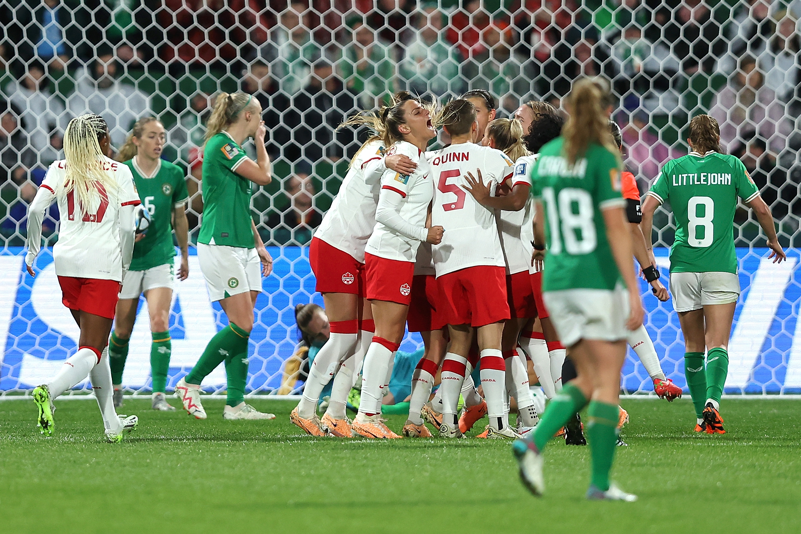 Ireland's McCabe scores directly from a corner kick against Canada