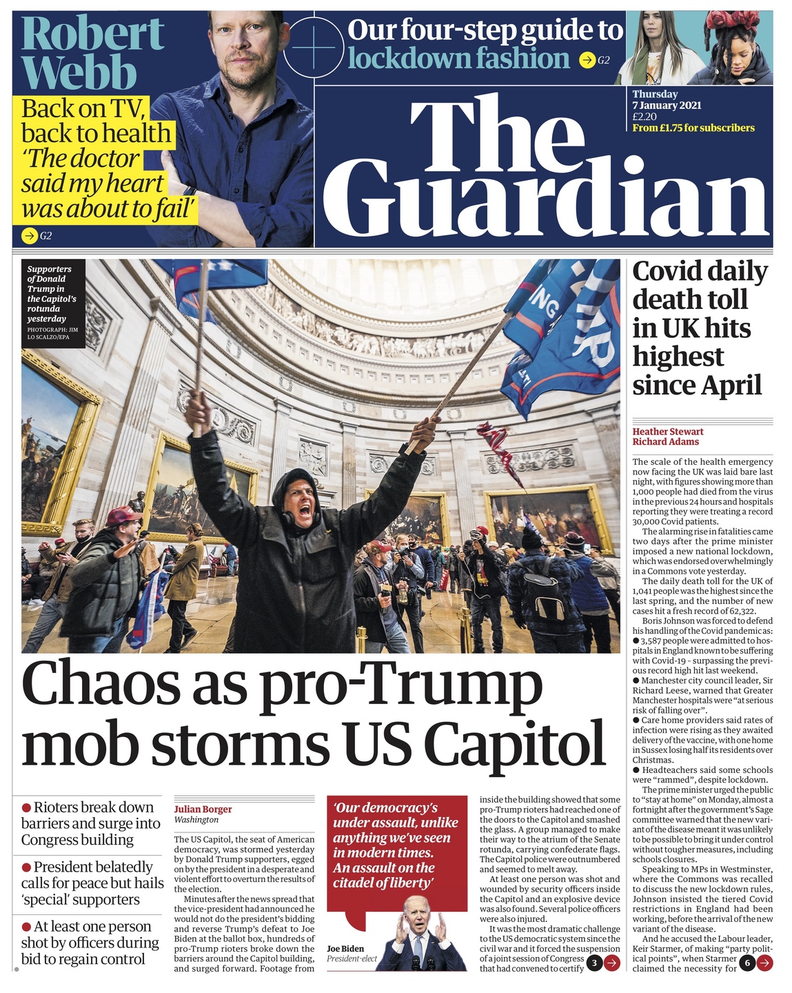 Newspaper front pages across the Northwest and the country from the  historic day a pro-Trump mob stormed the U.S. Capitol