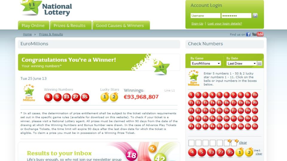 Online lotto best sale account