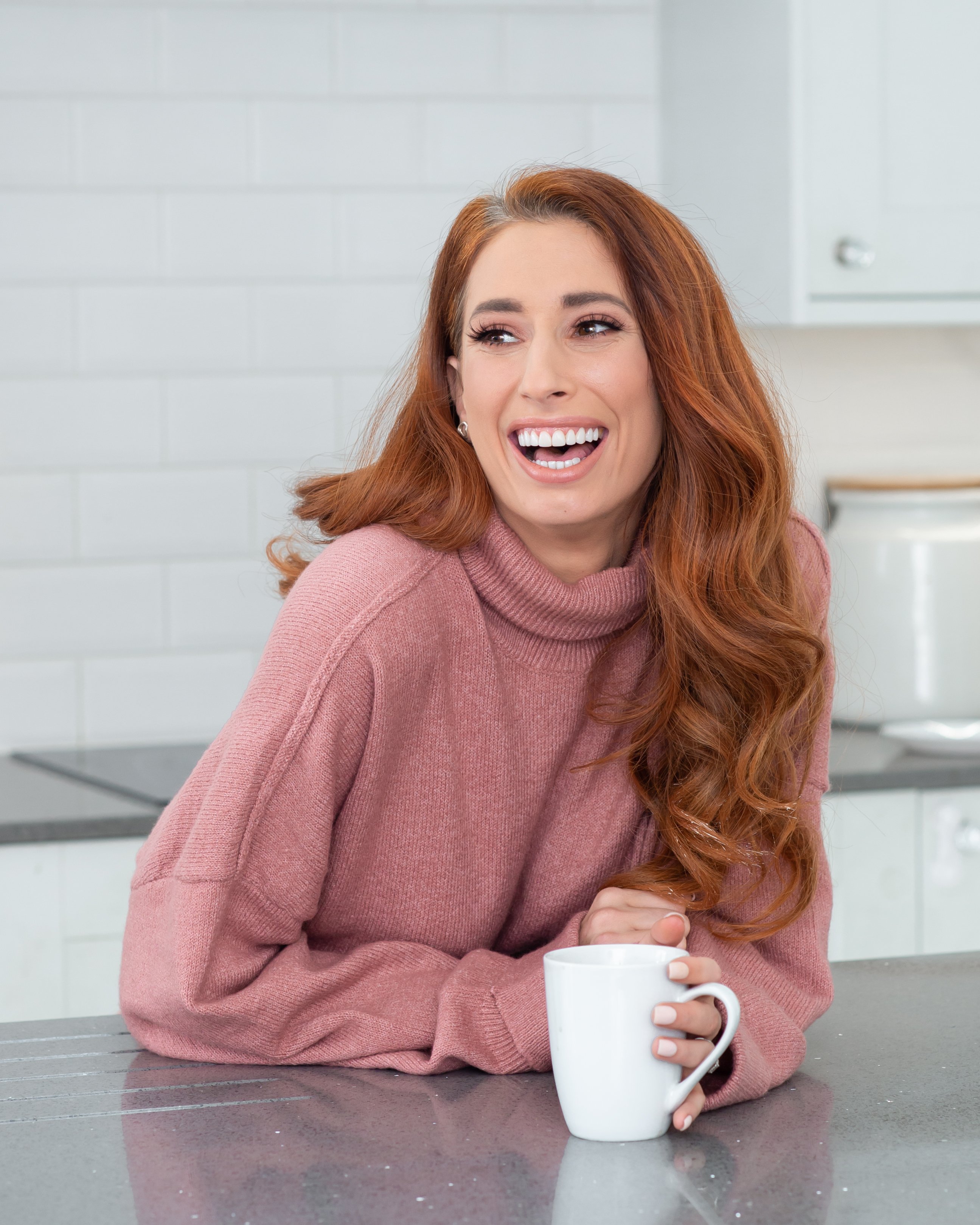 Stacey Solomon heads home in playful boob jumper