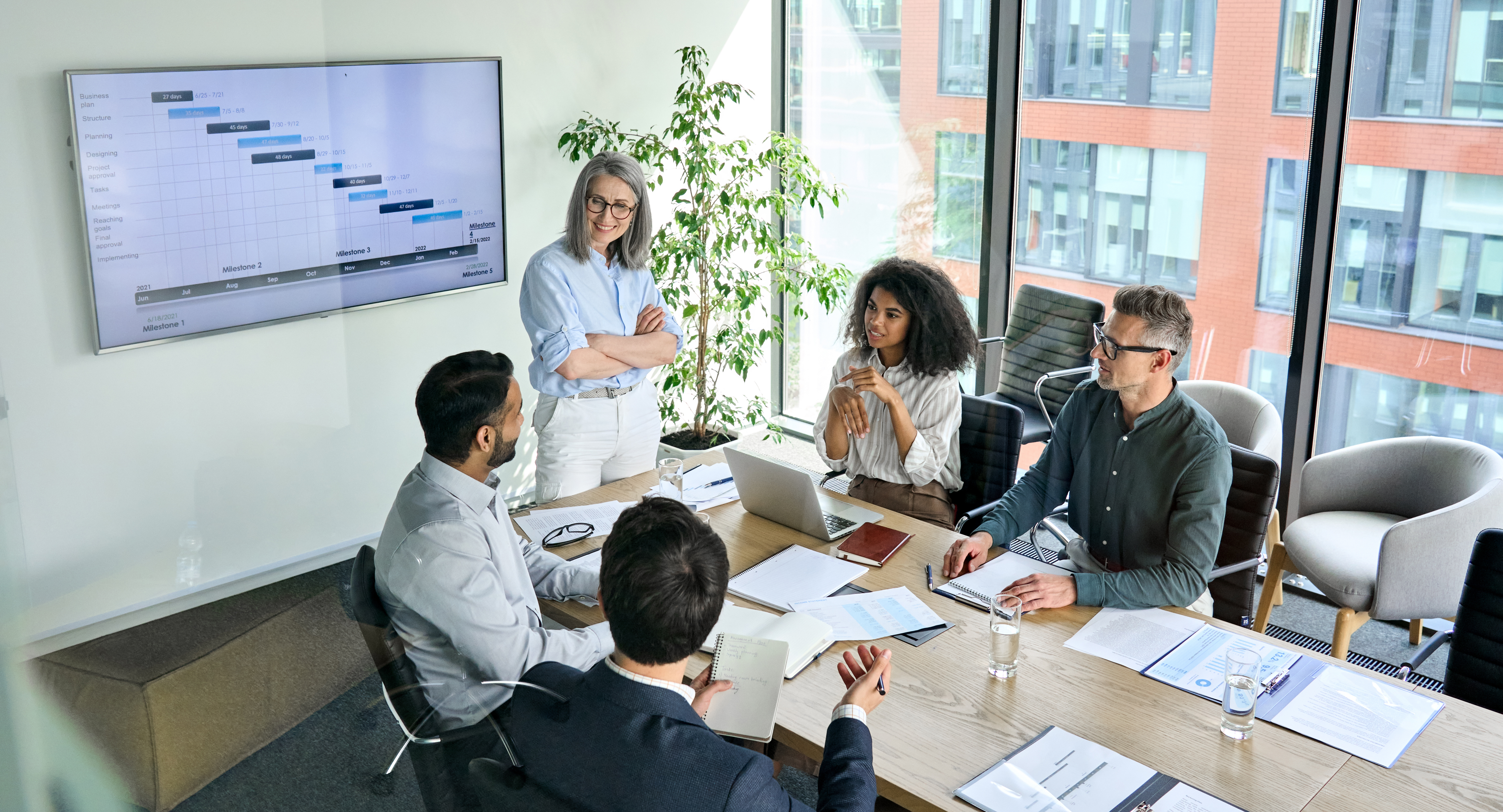 Business planning meeting in a modern boardroom