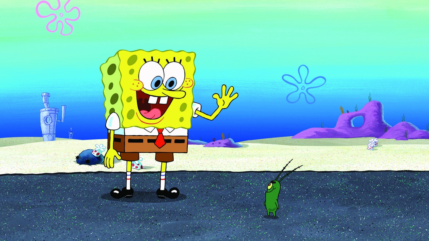 spongebob walking to work