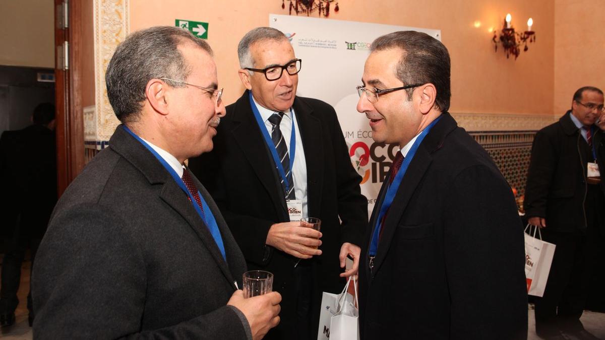 Mohamed Fikrat, PDG de Cosumar, Ahmed Nakkouch, PDG de Nareva, et Driss Bencheikh, PDG de Wafa Assurance.
