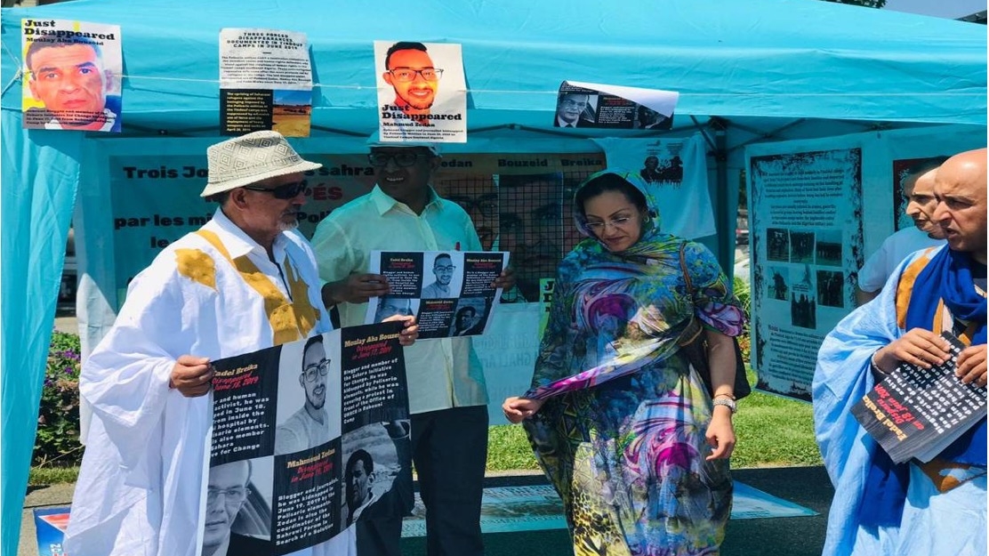 Des acteurs associatifs sahraouis à Genève, dénonçant les disparitions à Tindouf
