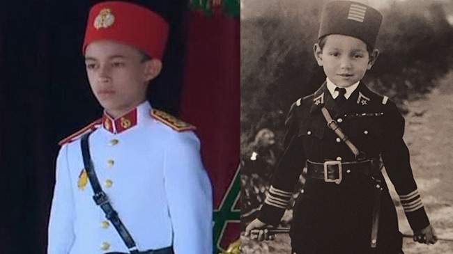 Feu Hassan II (à droite) et le prince Moulay Hassan: la ressemblance est frappante. (Photo-montage).

