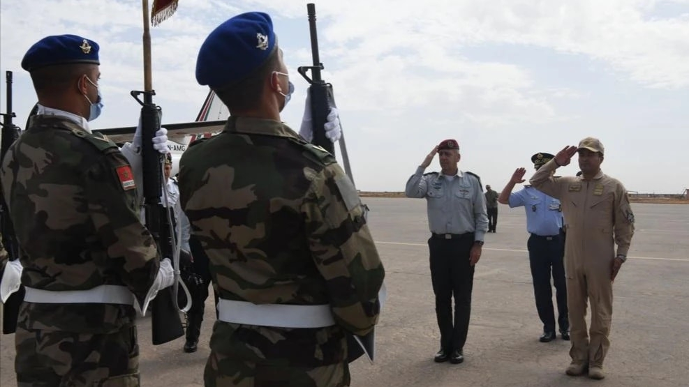 Le chef d'état-major israélien Aviv Kochavi à son arrivée à la base aérienne des Forces royales air à Benguérir.
