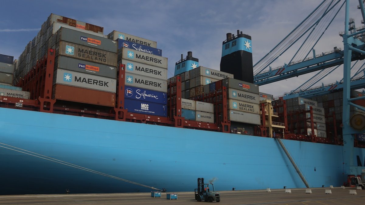 Le Maersk Mc-Kinney Moller dispose d'une capacité de transport de 18.000 conteneurs EVP par voyage
