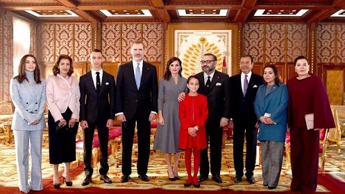 Lors de la visite au Maroc, les 13 et 14 février 2019, du roi Felipe VI et de la reine Letizia, souverains du Royaume d'Espagne.
