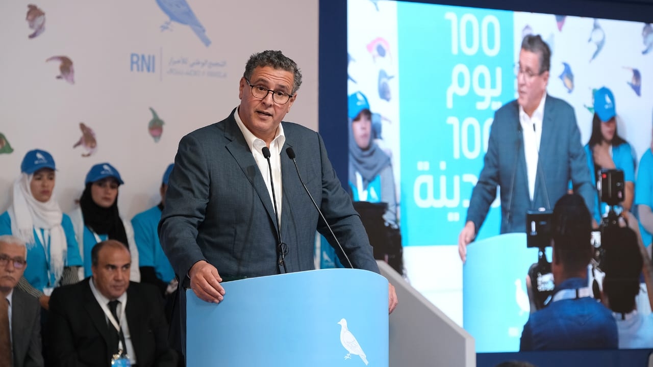 Allocution inaugurale de la campagne "100 jours pour 100 villes", par le président du RNI, Aziz Akhannouch. 
