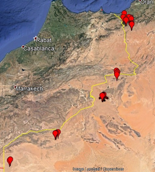 Quelques positions militaires algériennes près des frontières.
