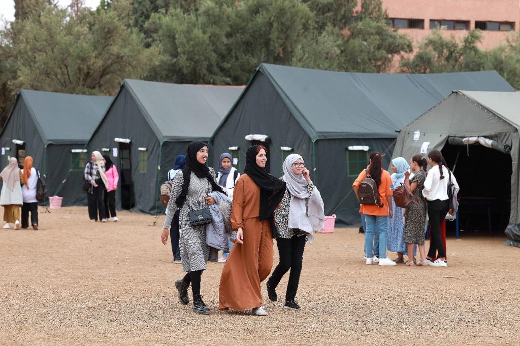 Après le séisme, les étudiants du lycée Al Farabi d’Amzmiz reprennent les cours.