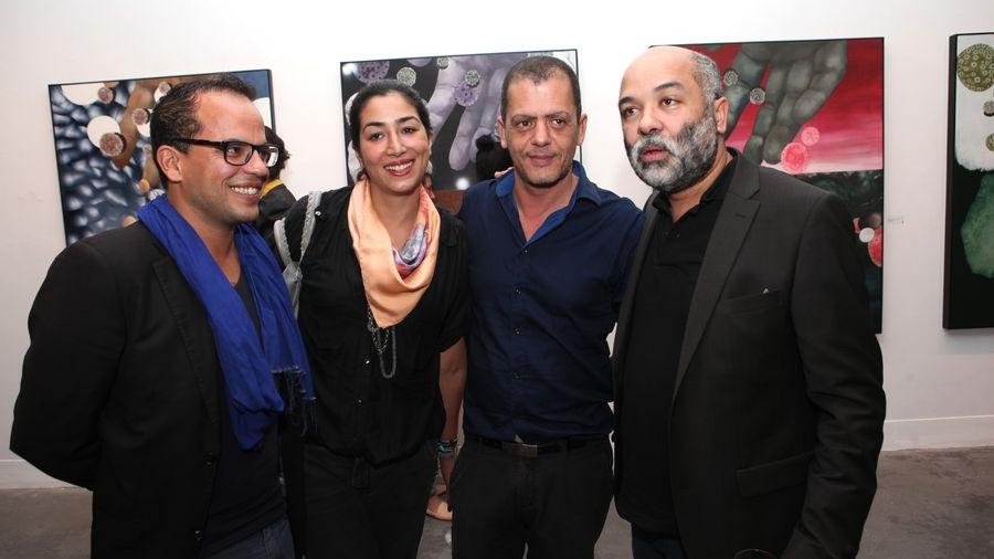 من اليمين إلى اليسار: الفنان التشكيلي محمد المرابطي، الصحافي أمين بوسحابة، الممثلة فاطم العياشي والمخرج كمال هشكار
