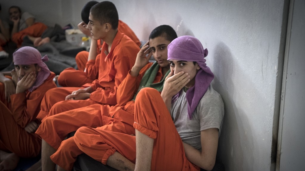 La prison d'Hassaké, au nord de la Syrie, où s'entassent quelque 5.000 anciens combattants de l'Etat islamique (EI).
