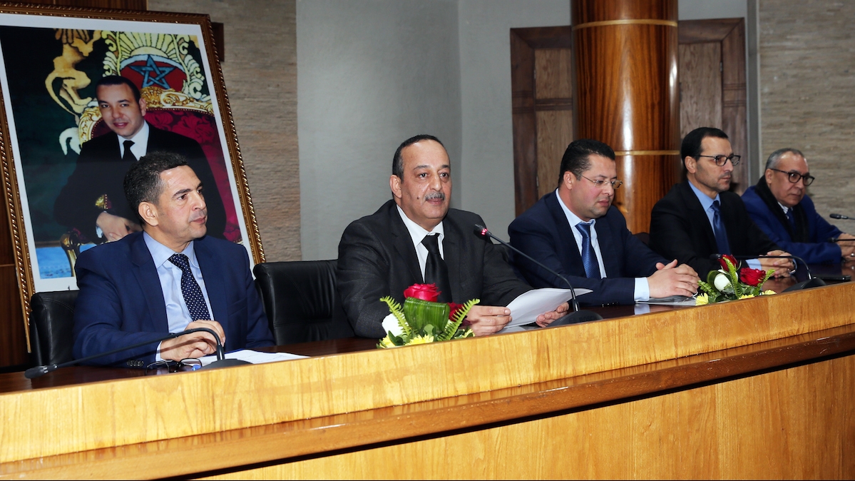 Passation de pouvoir entre Mohamed Laaraj et Mohamed El Gharass, secrétaire d'Etat chargé de la formation professionnelle.

