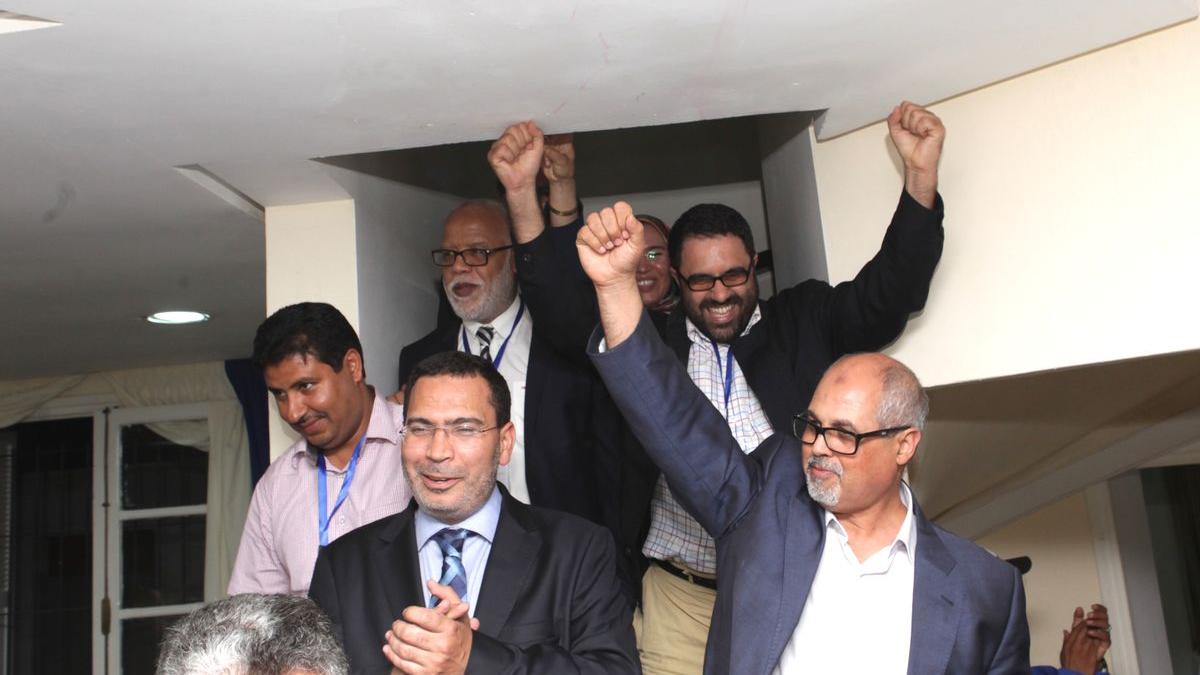 Au siège du PJD à Rabat après l'annonce des résultats, le 4 septembre 2015.
