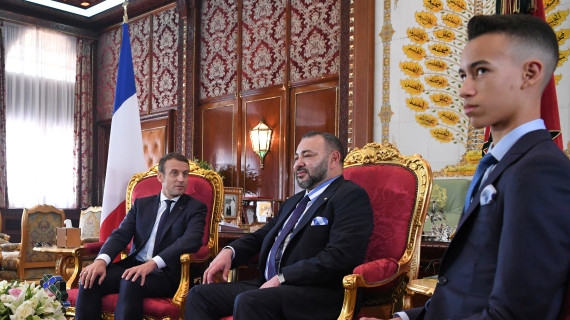 Moulay El Hassan lors de l'entretien entre Mohammed VI et Emmanuel Macron en juin 2017 à Rabat.
