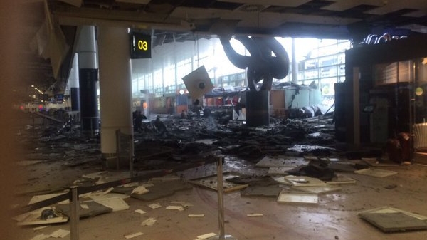 Le terminal dévasté par l'explosion.
