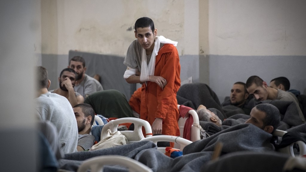 La prison d'Hassaké, au nord de la Syrie, où s'entassent quelque 5.000 anciens combattants de l'Etat islamique (EI).
