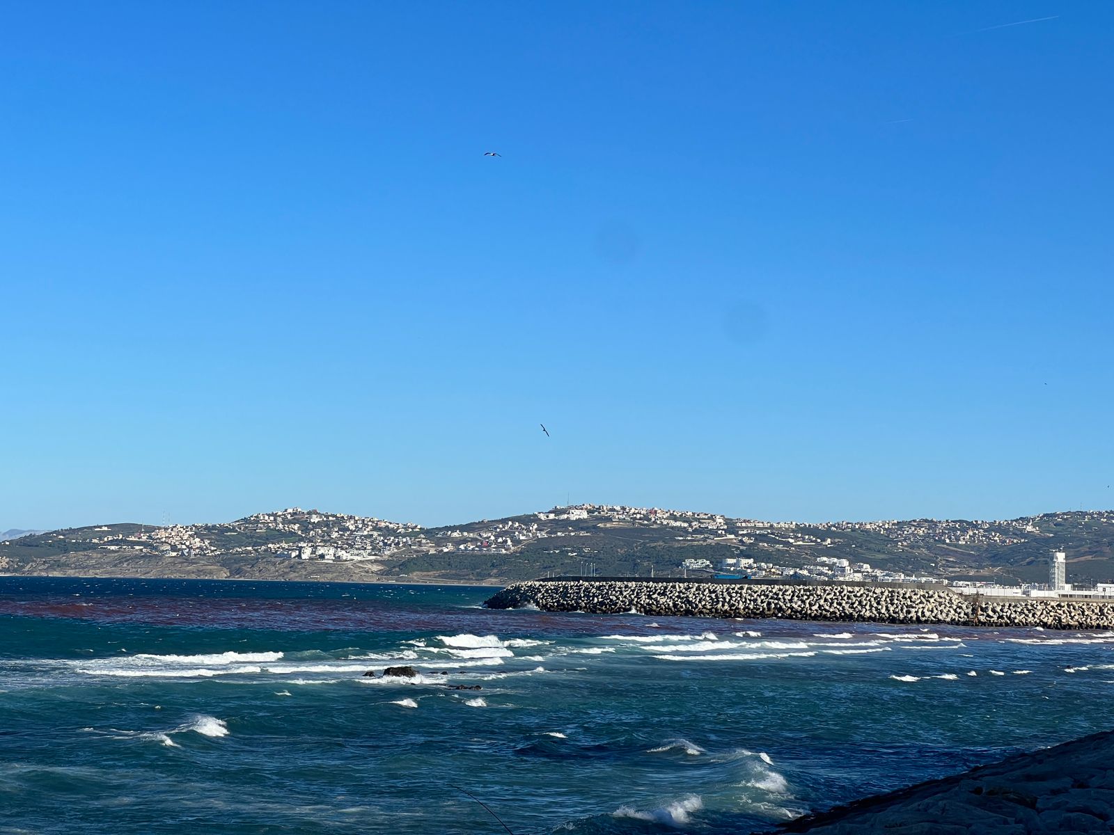 تغير لون مياه شاطئ مرقالة بطنجة