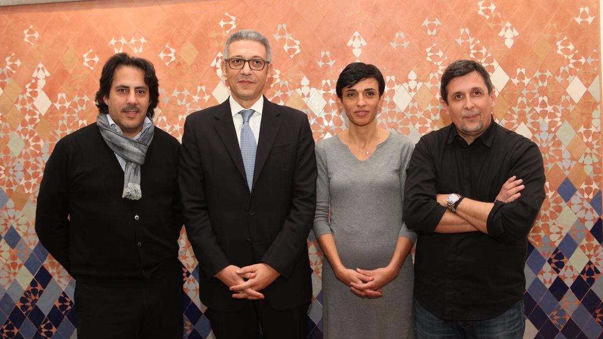 Réda Bouamrani, designer, Mohamed Hassan Bensalah, PDG du Groupe Holmarcom, Myriam Mourabit designer, Hicham EL Madi, Designer
