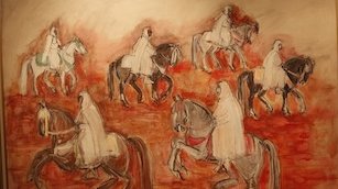 Les chevaux de Hassan El Glaoui sont célèbres dans le monde entier. Ils sont en quelque sorte la signature de l'artiste dont l'enfance à été marquée par cet animal dont il sublime la beauté et la noblesse. Cette toile est estimée à 1.100 000 dh.  

