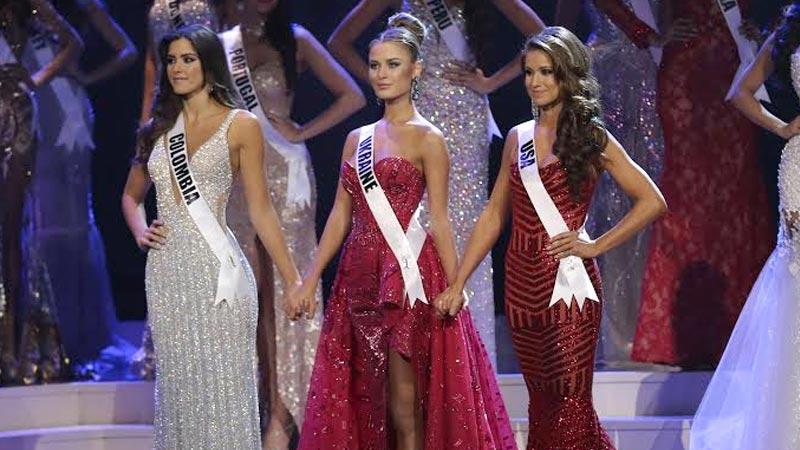 En finale, il n'en restait plus que 3. Miss Colombie, miss Ukraine et miss USA.
