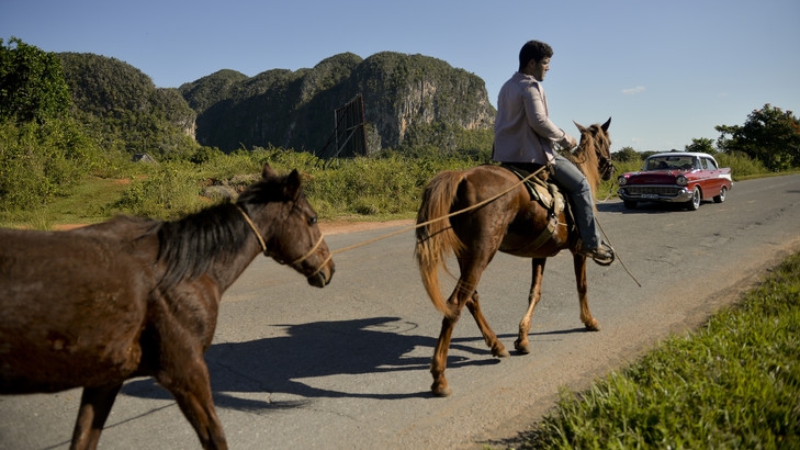 Dans une rue de Vinales, dans la province de Pinar del Rio, Cuba.
