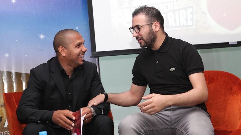 الفنان الفكاهي المعروف بـ"إيكو"، رفقة مدير مهرجان مراكش للضحك، كريم الدبوز
