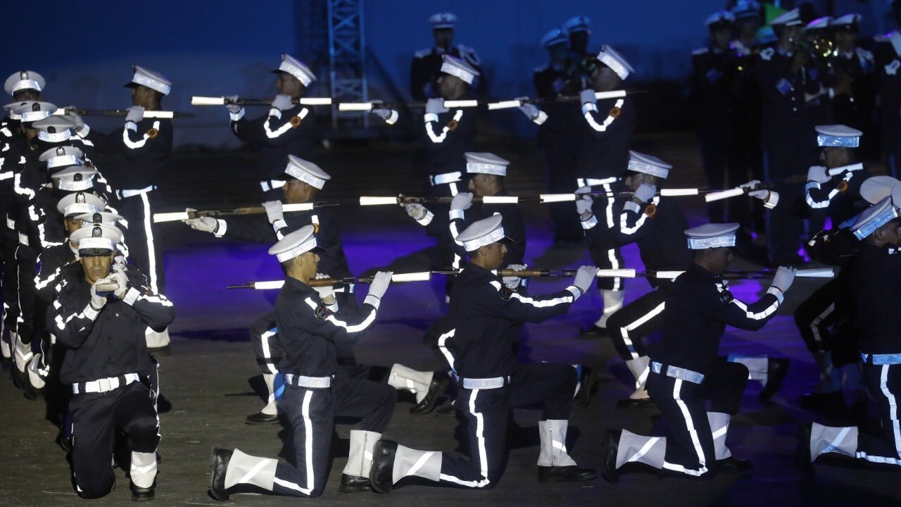 Lors des célébrations, jeudi soir, du 63ème anniversaire de la DGSN à l'Institut Royal de police de Kénitra.
