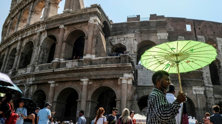 Les touristes au Colisée, le 2 août 2018 à Rome.
