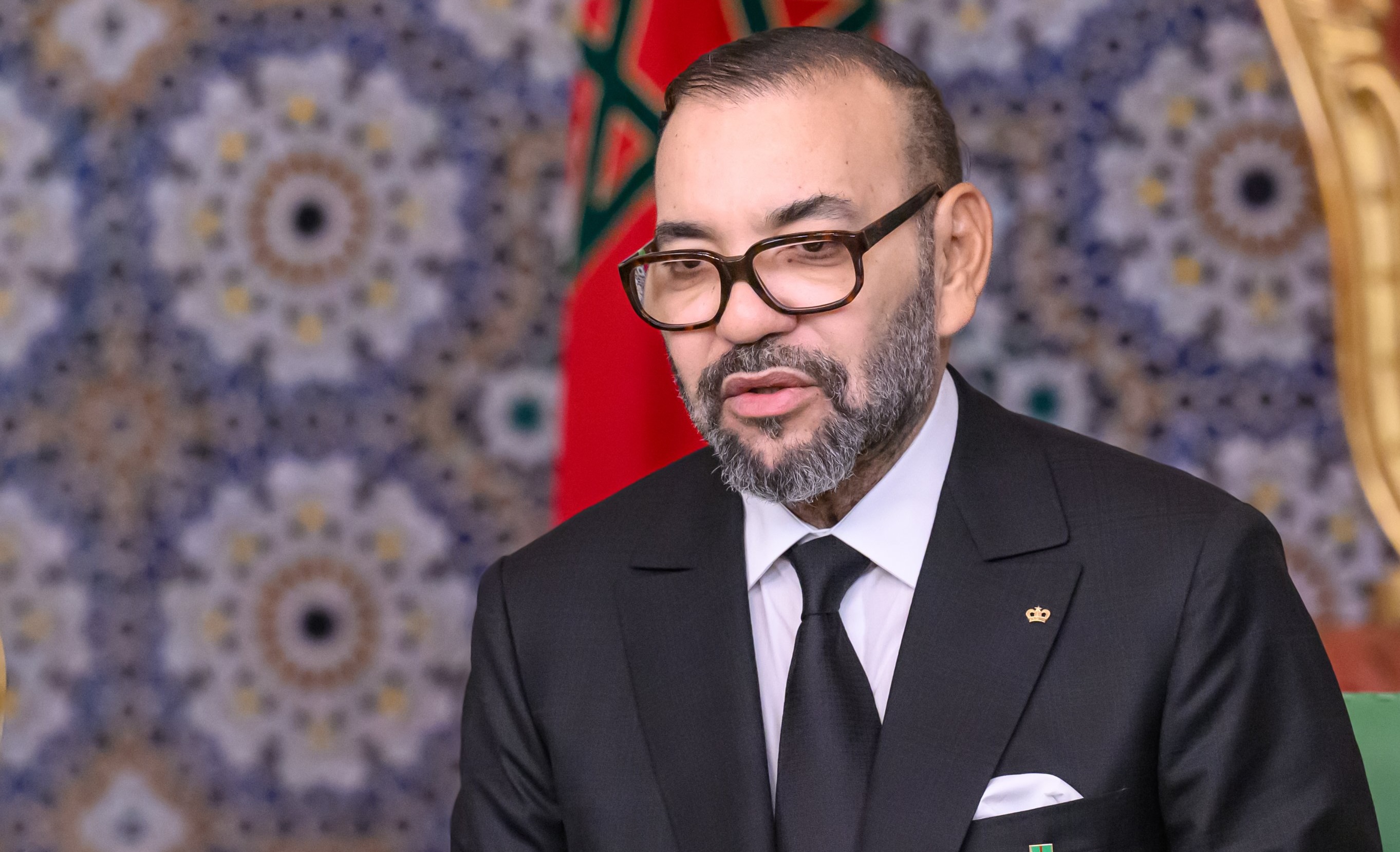 Le roi Mohammed VI, lors du discours de la Marche verte, lundi 6 novembre 2023 au Palais royal de Rabat.