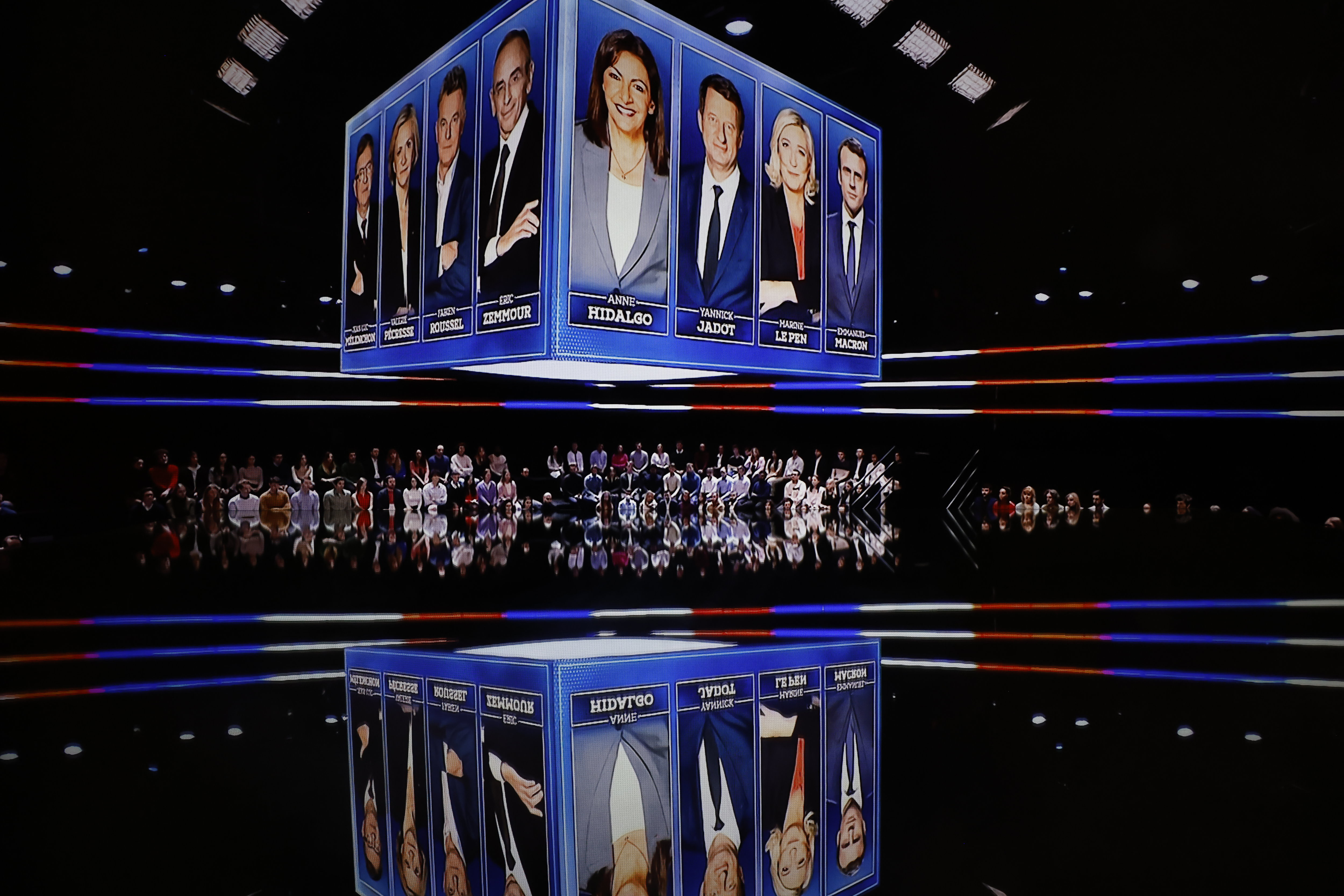 Avec  4,2 millions de téléspectateurs, les 8 principaux prétendants à l’Élysée, sur TF1 ce lundi 14 mars, ont fait 5,6 millions de moins que le débat entre les cinq plus gros candidats en 2017. LP/Olivier Corsan