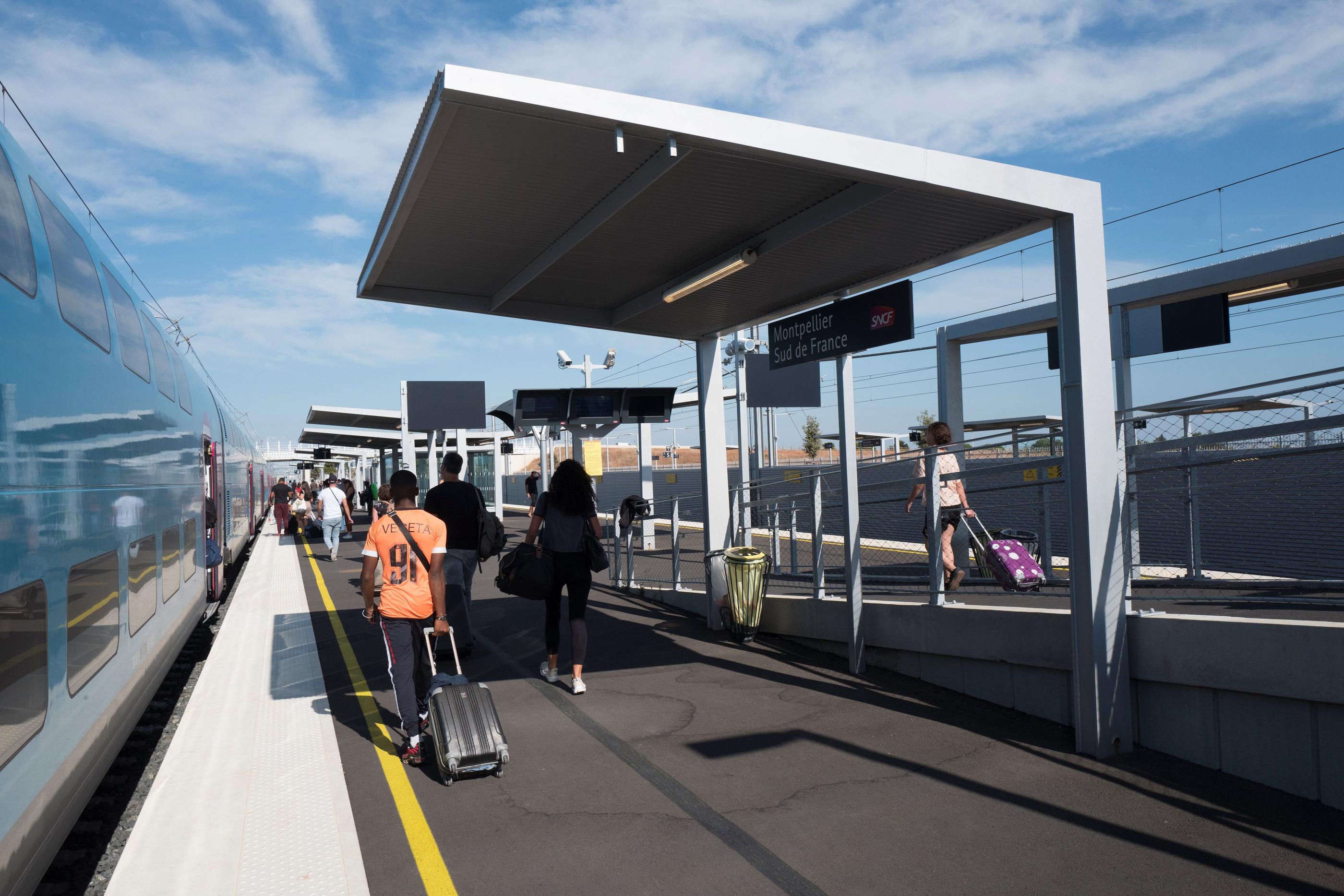 La nouvelle gare TGV Sud à Montpellier attend la future ligne à grande vitesse (LNGV) Montpellier-Perpignan qui pourrait être mise en service en 2030. Le Pictorium/MAXPPP /Adrien Vautier