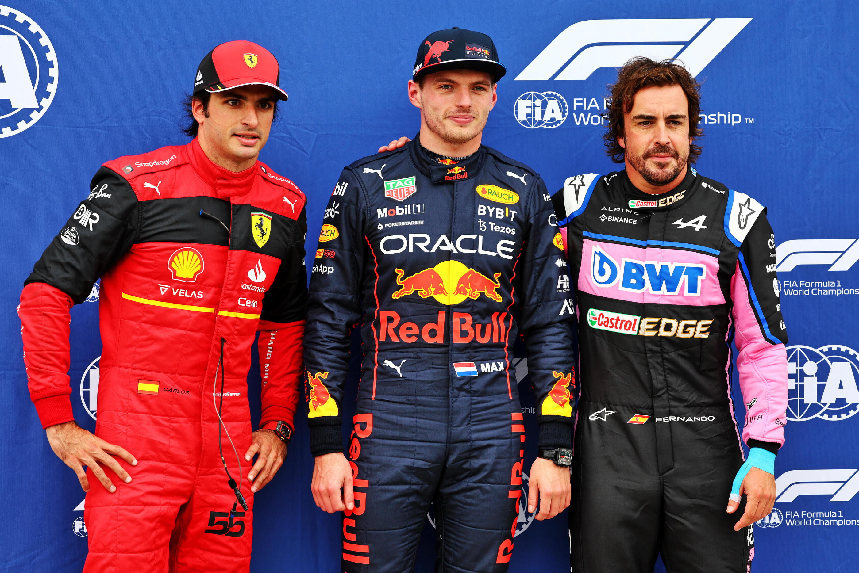 Carlos Sainz Jr, Max Verstappen et Fernando Alonso partiront des trois premières places dimanche au grand Prix du Canada. Photo by Icon sport