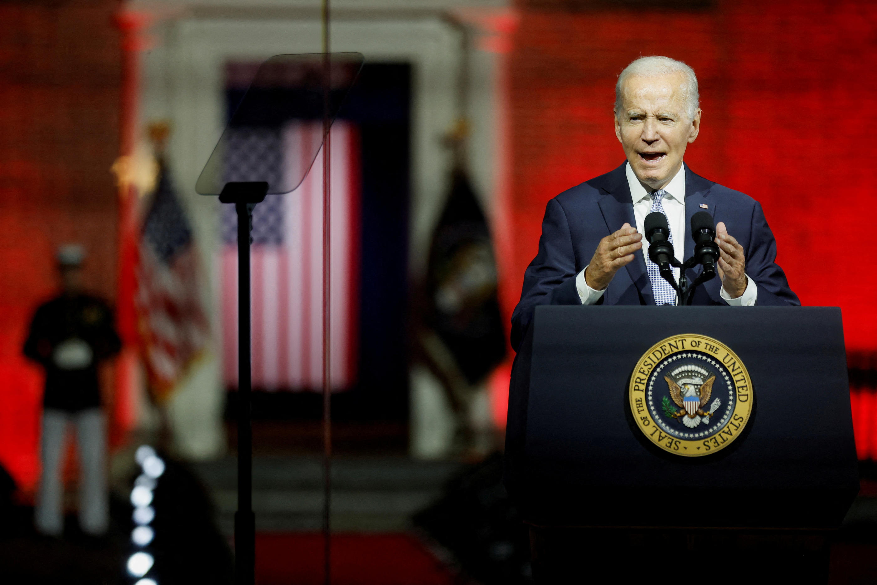 Le président américain Joe Biden,, a dénoncé jeudi l'"extrémisme" de Donald Trump et de ses partisans dans un discours tenu à Philadelphie. Reuters/Jonathan Ernst
