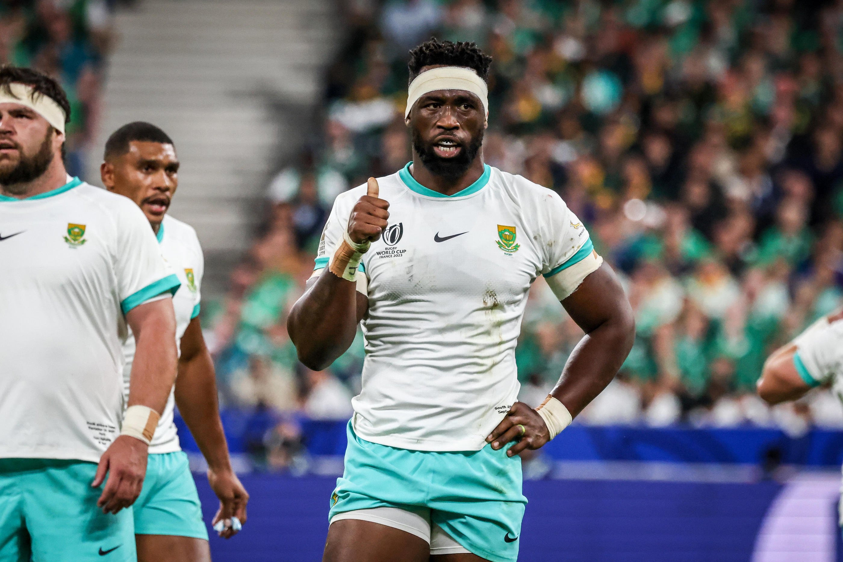 Siya Kolisi lors du match de l'Afrique du Sud face à l'Irlande, lors de la phase de groupes du Mondial. LP/Fred Dugit