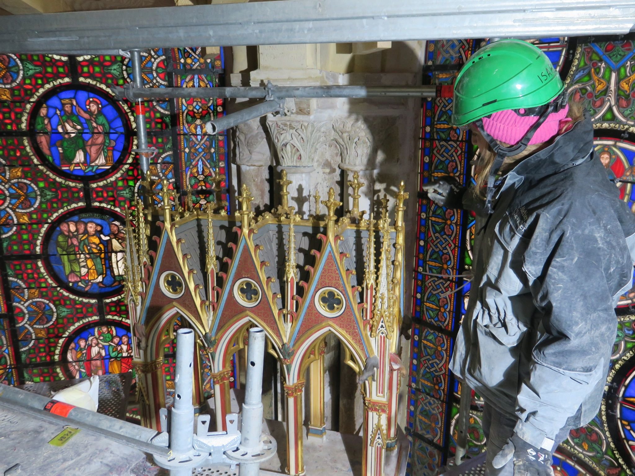 Saint-Denis (Seine-Saint-Denis), ce mercredi 1er février 2023. La restauration des vitraux du déambulatoire de la basilique de Saint-Denis (Seine-Saint-Denis) devrait s'achever au printemps. LP/A.L.